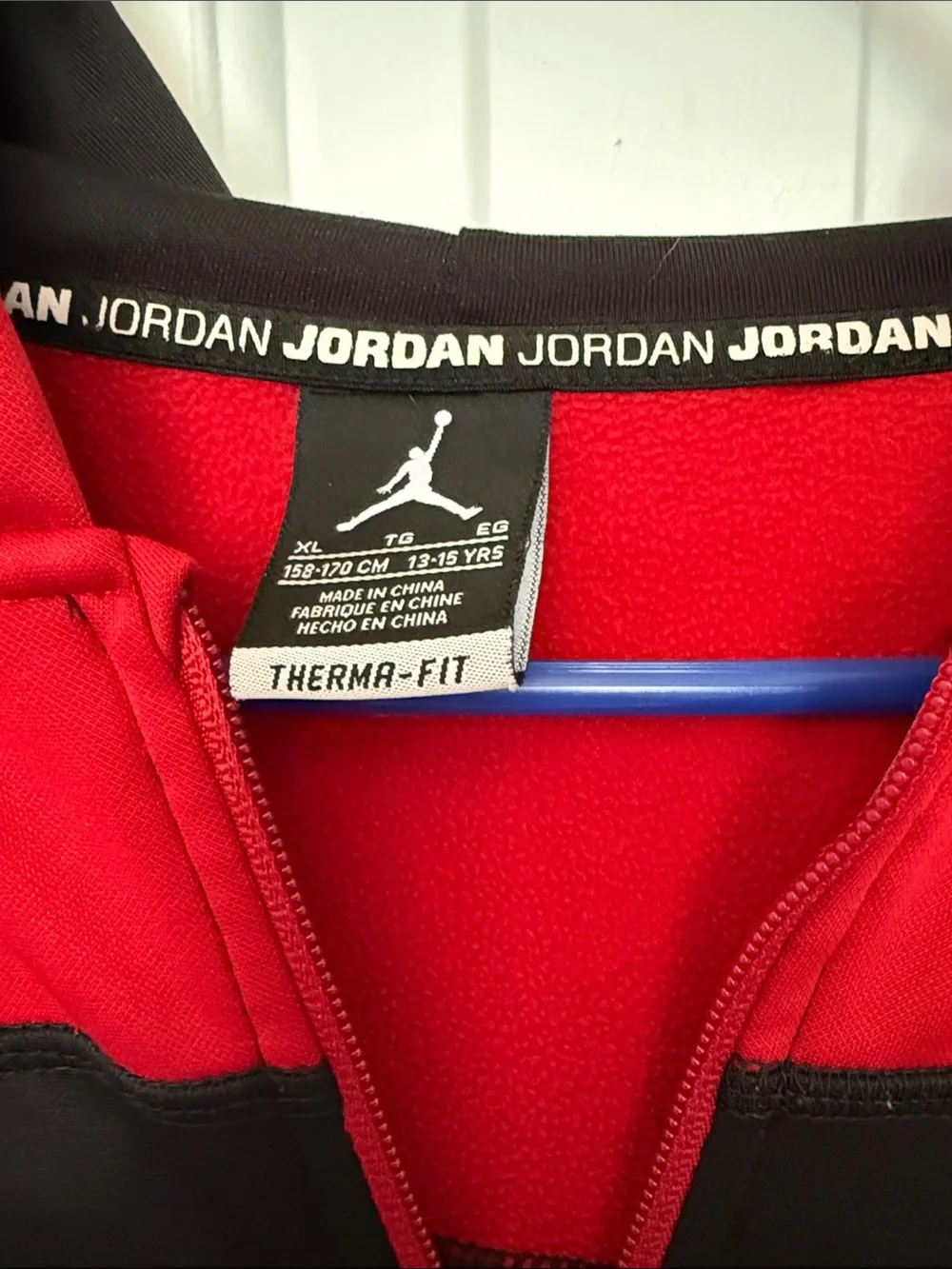 Jordan Red, Black & Gray Zip Hoodie with Jumpman